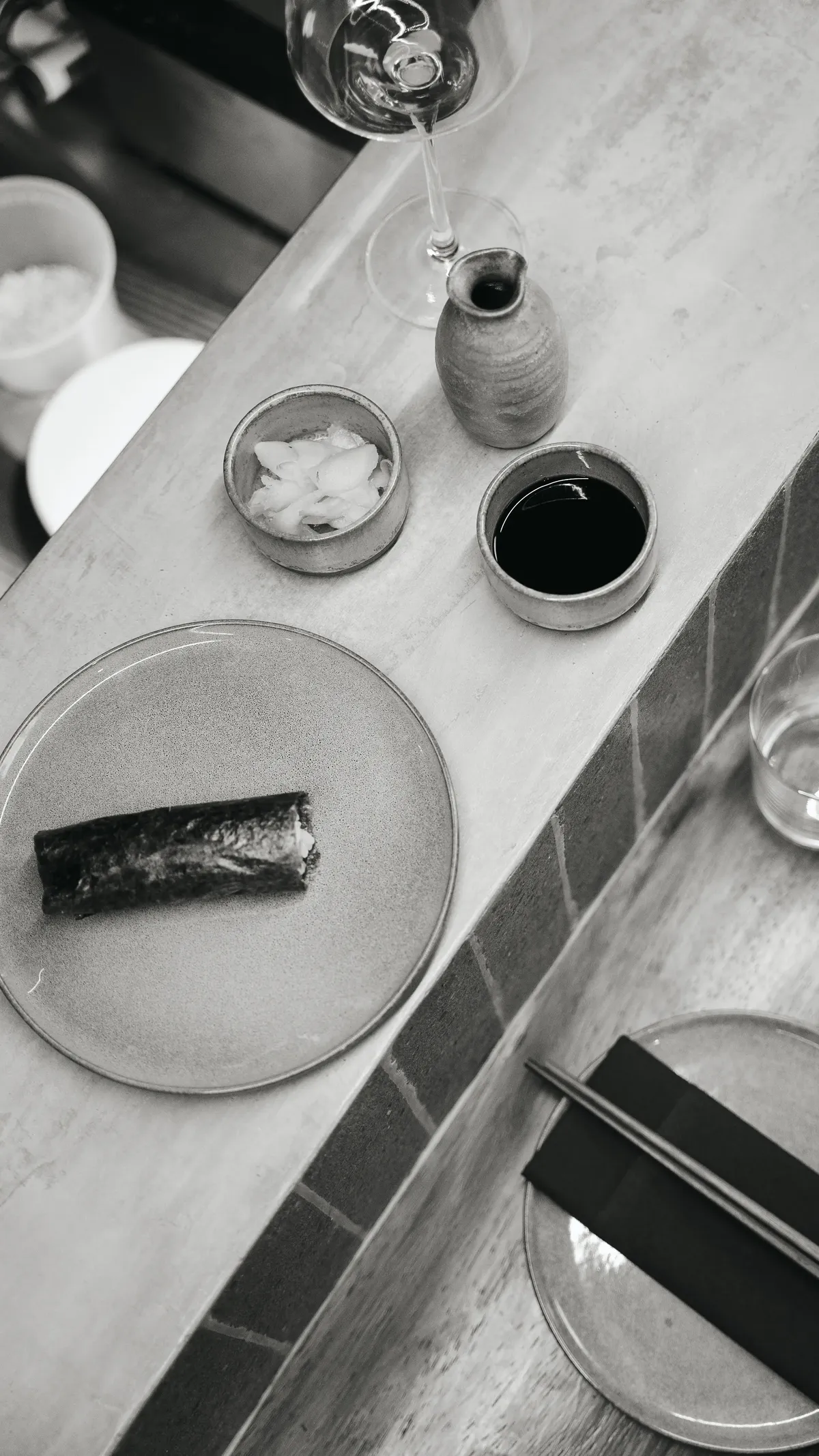 Fresh hand rolls being prepared at Yasumi counter